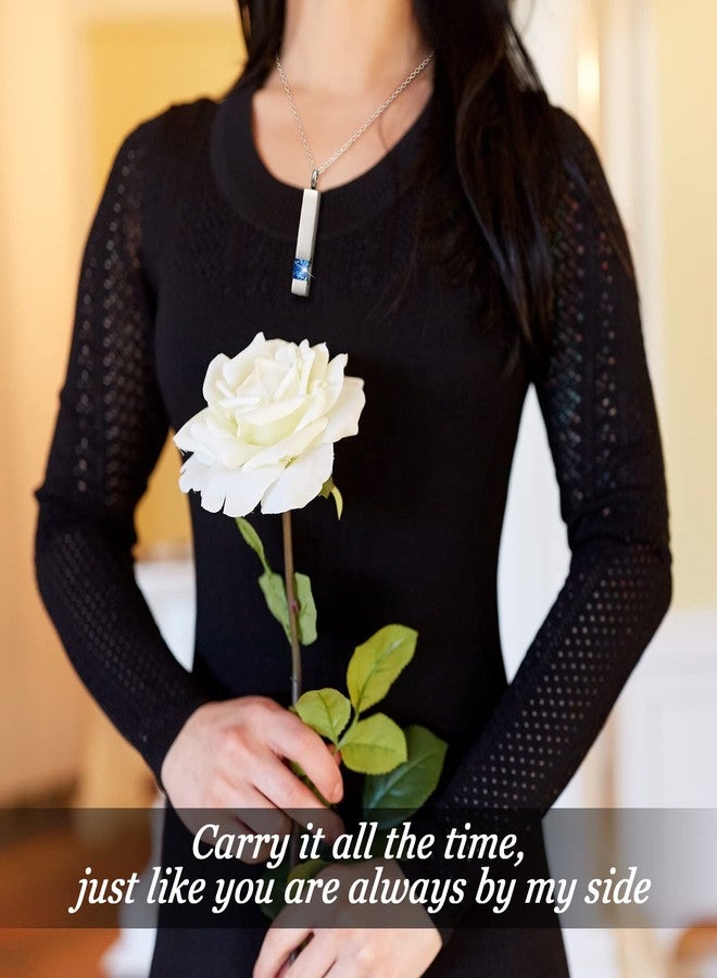 Highergo 10 Pcs Urn Necklaces for Ashes Cremation Jewelry Urn Necklace Silver Black Stainless Steel Memorial Pendant Locket Vertical Bar Keepsake Pendant for Women Men Loved Ones Human Ashes (Cube) - Image 3